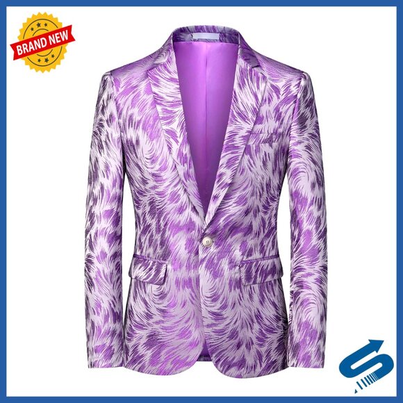 Men's Slim Fit Floral Blazer Polyester Viscose Casual Party Jacket